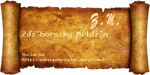 Záborszky Milán névjegykártya