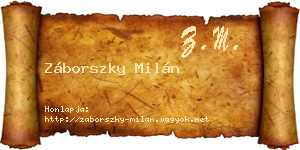 Záborszky Milán névjegykártya