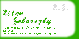 milan zaborszky business card